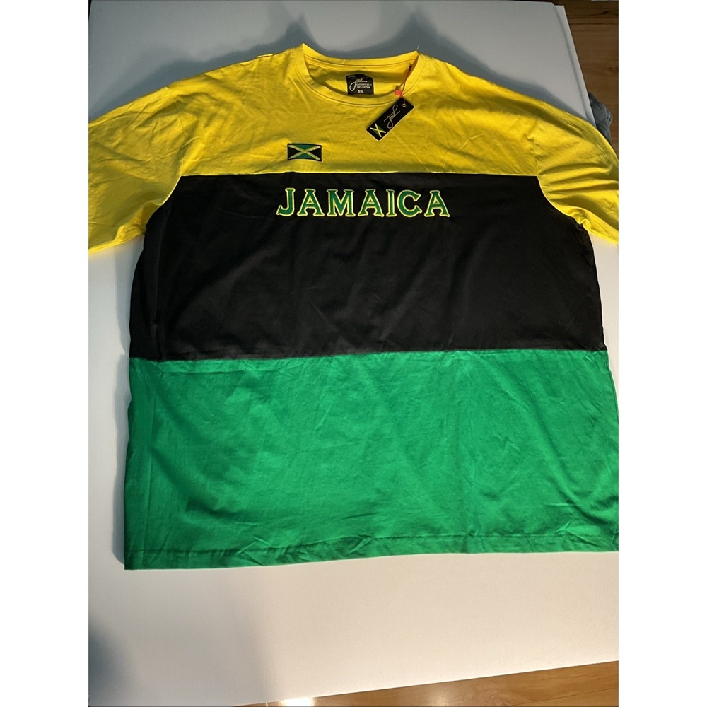 JMD Jamaica Flag Color Block T-Shirt Men's 5XL NWT 100% Cotton Graphic Tee